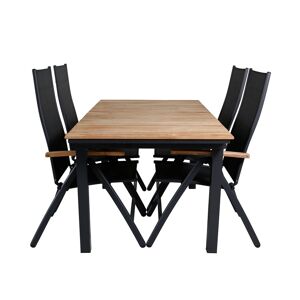 Mexico havesæt bord 90x160/240cm og 4 stole L5pos Panama sort, natur.