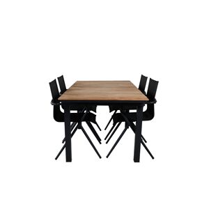 Mexico havesæt bord 90x160/240cm og 4 stole Alina sort, natur.