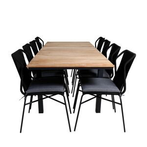 Mexico havesæt bord 90x160/240cm og 8 stole Julian sort, natur.