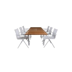 Panama havesæt bord 90x160/240cm og 6 stole Alina hvid, natur.