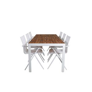 Bois havesæt bord 90x205cm og 6 stole Alina hvid, natur.