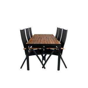 Bois havesæt bord 90x205cm og 6 stole Panama sort, natur.