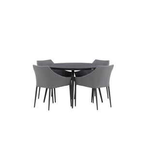 Break havesæt bord 120x120cm, 4 stole Spoga, sort,grå.