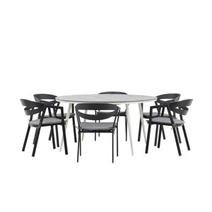 Break havesæt bord 150x150cm, 6 stole Wear, grå,sort.