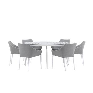 Break havesæt bord 150x150cm, 6 stole Spoga, grå,grå.