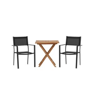 Kenya havesæt bord 70x70cm, 2 stole Copacabana, natur,sort.