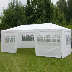 HI pavillon med sidevægge 3 x 6 m hvid