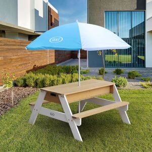 AXI picnicbord Nick sand/vand med parasol brun og hvid