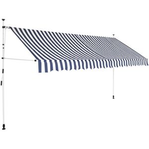 vidaXL foldemarkise manuel betjening 350 cm blå og hvid striber