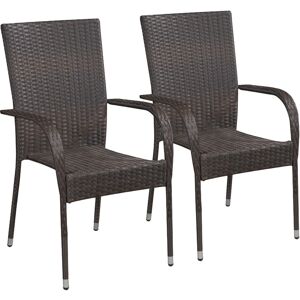 vidaXL stabelbare havestole 2 stk. polyrattan brun