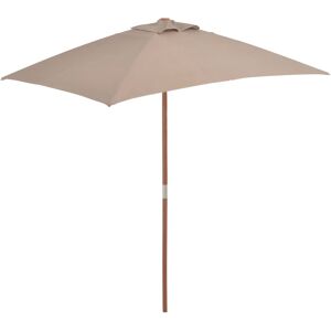 vidaXL udendørs parasol med træstang 150 x 200 cm gråbrun