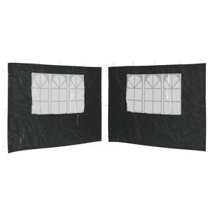 vidaXL sidevæg til festtelt med vindue 2 stk. PE antracitgrå