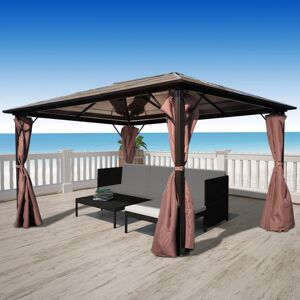 vidaXL havepavillon med gardin brun aluminium 400 x 300 cm