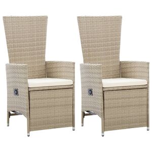 vidaXL havelænestole 2 stk. med hynder polyrattan beige