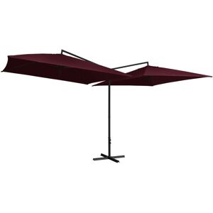 vidaXL dobbelt parasol med stålstang 250x250 cm bordeauxfarvet