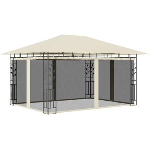 vidaXL pavillon med myggenet 4x3x2,73 m 180 g/m² cremefarvet