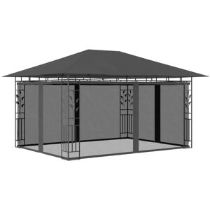 vidaXL pavillon med myggenet 4x3x2,73 m 180 g/m² antracitgrå