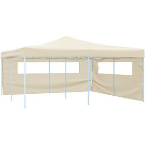 vidaXL foldbar pavillon med 2 sidevægge 5x5 m cremefarvet