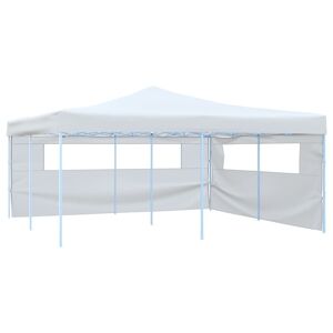 vidaXL foldbar pavillon med 2 sidevægge 5x5 m hvid