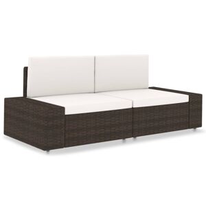 vidaXL 2-personers sofa modulær polyrattan brun