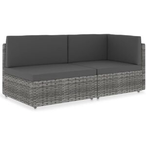 vidaXL 2-personers sofa modulær polyrattan grå