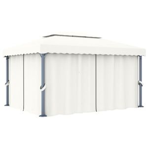 vidaXL pavillon med gardin 4x3 m aluminium cremefarvet