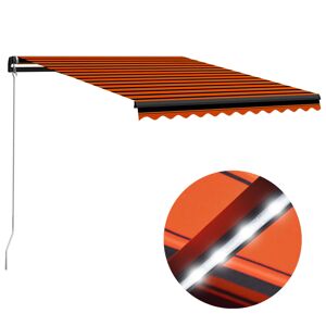 vidaXL markise m. LED-lys 300x250 cm manuel betjening orange og brun