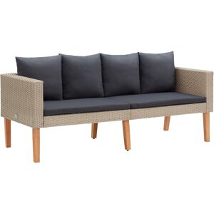 vidaXL 2-personers havesofa med hynder polyrattan beige