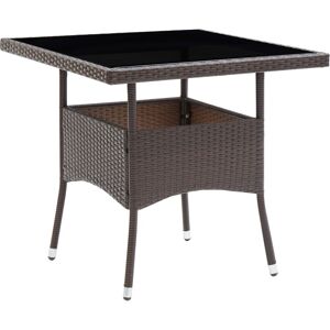 vidaXL havebord polyrattan brun