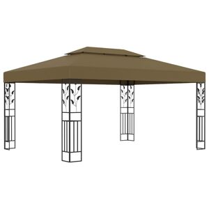 vidaXL pavillon med dobbelttag 3x4 m 180 g/m² gråbrun