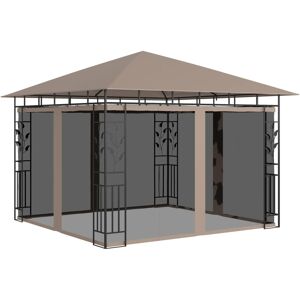 vidaXL pavillon med myggenet 3x3x2,73 m 180 g/m² gråbrun