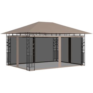 vidaXL pavillon med myggenet 4x3x2,73 m 180 g/m² gråbrun