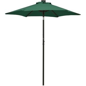 vidaXL parasol med LED-lys 200x211 cm aluminium grøn