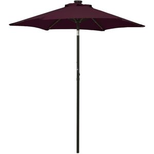 vidaXL parasol med LED-lys 200x211 cm aluminium bordeauxrød