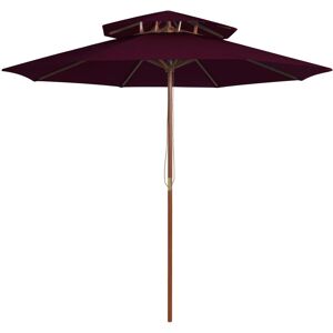 vidaXL dobbelt parasol med træstang 270 cm bordeaux