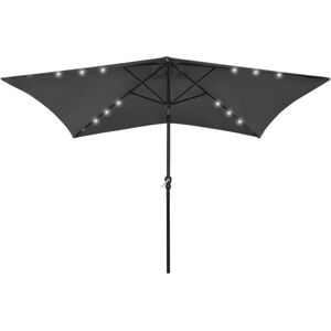 vidaXL parasol med stålstand og LED-lys 2x3 m antracitgrå