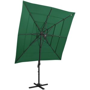 vidaXL parasol med aluminiumsstang i 4 niveauer 250x250 cm grøn