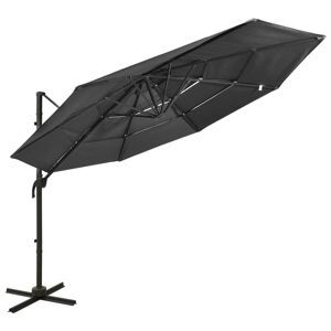 vidaXL parasol med aluminiumsstang 4 niveauer 3x3 m antracitgrå