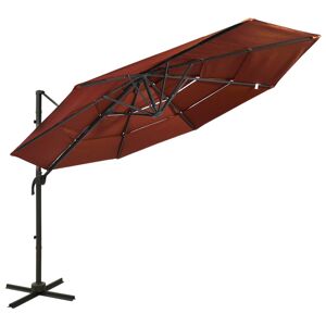 vidaXL parasol med aluminiumsstang i 4 niveauer 3x3 m terrakotta