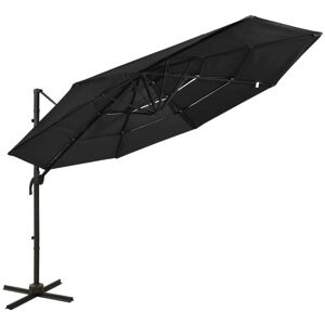 vidaXL parasol med aluminiumsstang i 4 niveauer 3x3 m sort