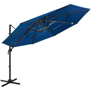 vidaXL parasol med aluminiumsstang i 4 niveauer 3x3 m azurblå