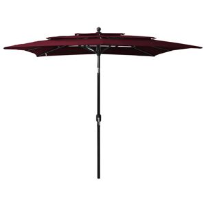 vidaXL parasol med aluminiumsstang i 3 niveauer 2,5x2,5 m bordeaux