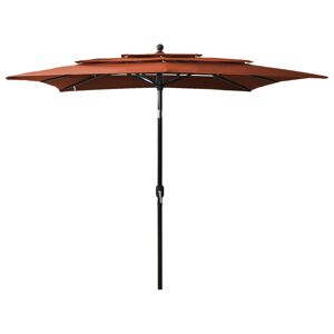 vidaXL parasol med aluminiumsstang i 3 niveauer 2,5x2,5 m terrakotta