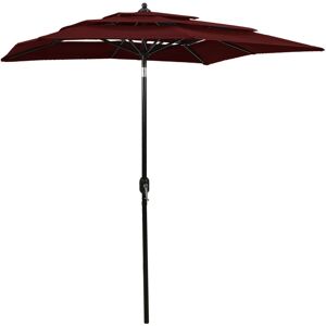 vidaXL parasol med aluminiumsstang i 3 niveauer 2x2 m bordeaux