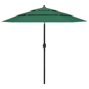 vidaXL parasol med aluminiumsstang i 3 niveauer 2,5 m grøn