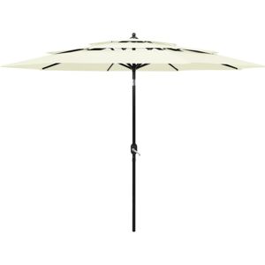 vidaXL parasol med aluminiumsstang i 3 niveauer 3 m sandfarvet