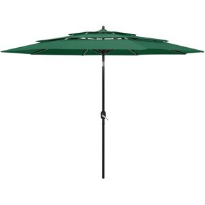 vidaXL parasol med aluminiumsstang i 3 niveauer 3 m grøn