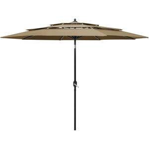 vidaXL parasol med aluminiumsstang i 3 niveauer 3 m gråbrun