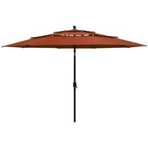 vidaXL parasol med aluminiumsstang i 3 niveauer 3,5 m terrakotta