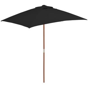 vidaXL parasol med træstang 150x200 cm sort